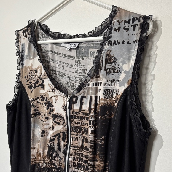 🎉4/30$🎉 Marie Claire Size 13 Vintage Graphic Print Zip-Up Dress - Picture 4 of 7